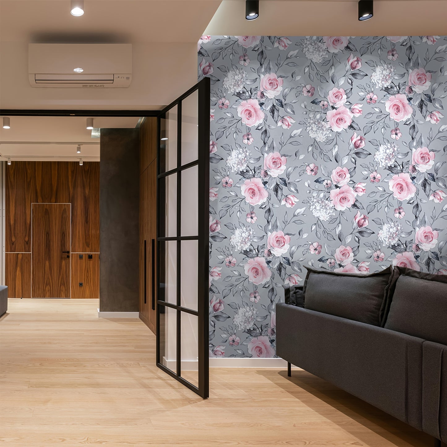 1 roll of elegant pink floral self-adhesive wallpaper, easy to use and durable for various rooms and furniture decor, with a removable, seamless floral pattern.