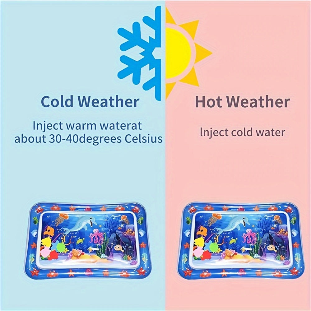 Colorful underwater-themed water play mat with sea creatures, perfect for youngsters. Ideal developmental toy gift for boys and girls.