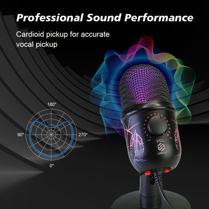 LMBGM USB Condenser Microphone with RGB Lighting, Volume Control, Noise Reduction, USB-C Connector, Unidirectional Polar Pattern; ideal for Gaming, Singing, Streaming, Video Conferencing