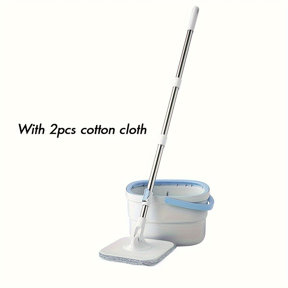 Introducing the Wheat Straw Mop and Bucket Set – This hands-free spin mop comes with separate dirty water for efficient cleaning in any room of the house. It can be used as a wet or dry mop in the living room, bedroom, bathroom, kitchen, or toilet. This