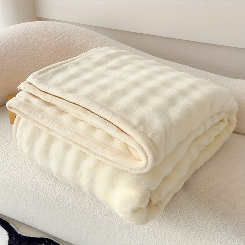 Stay cozy with our versatile 1 piece double-sided plush blanket, perfect for casual comfort. This soft, skin-friendly throw blanket is warm and inviting, making it ideal for all seasons. Great for home, office, camping, car rides, and travel, this