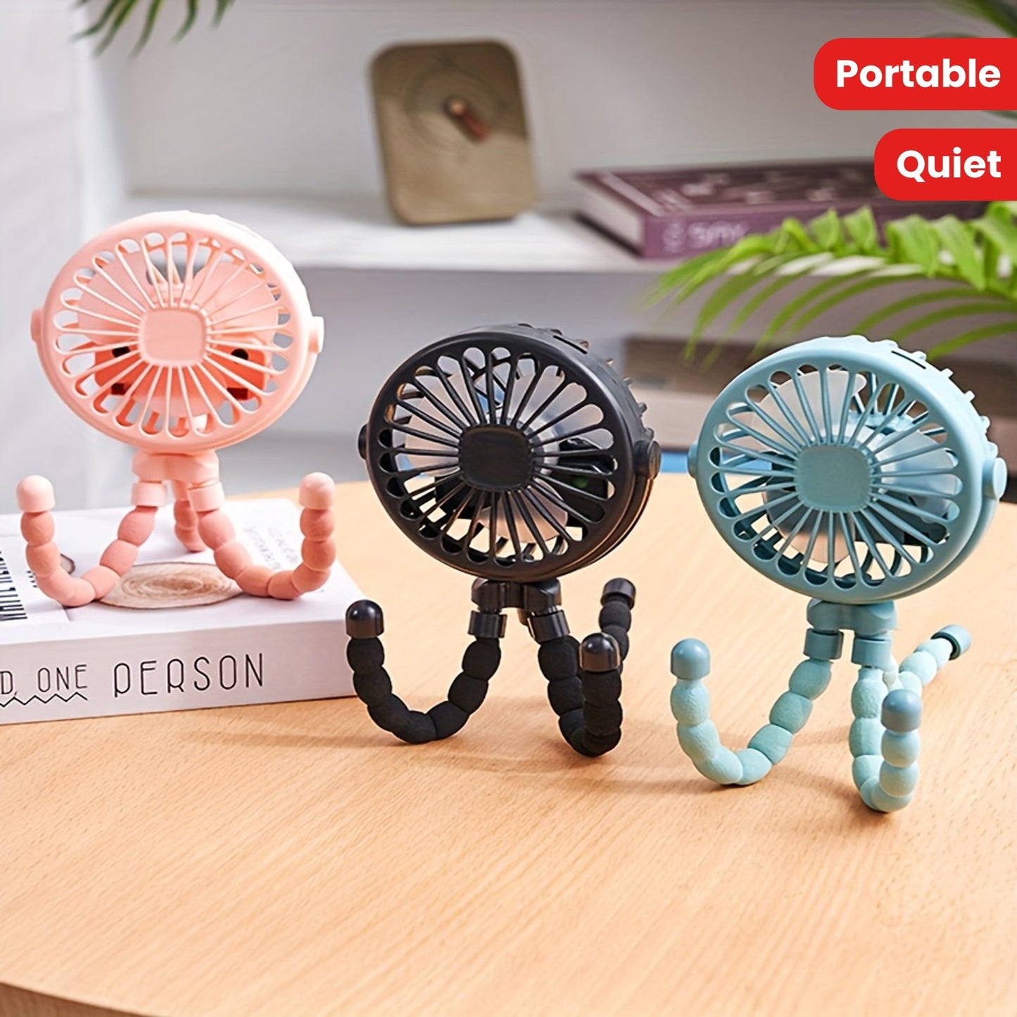 Rechargeable USB Fan in the Shape of an Octopus, Portable Mini Fan with Multiple Modes, Extended Battery Life, and Silent Operation