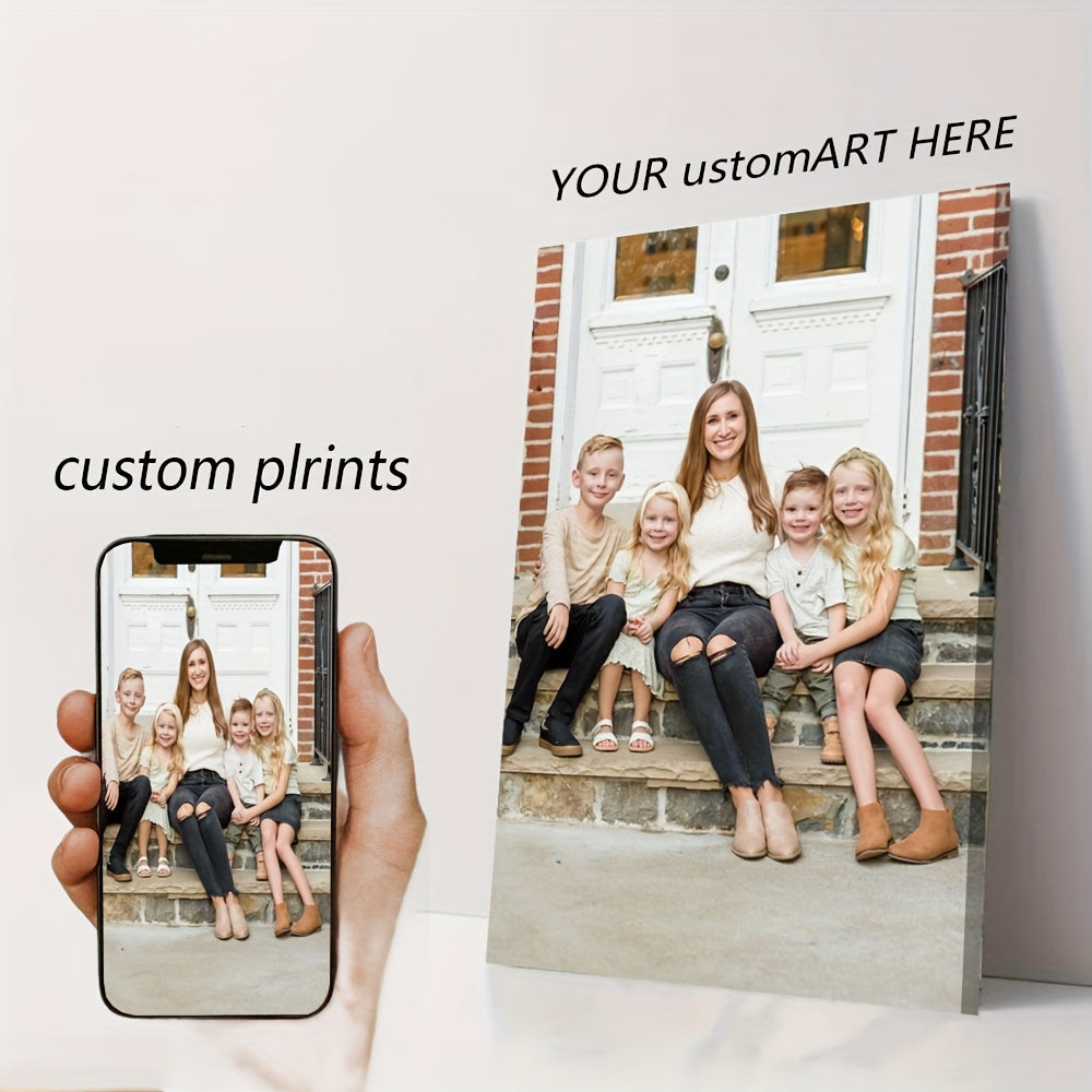 Customize your space with a personalized family photo canvas print, framed and UV printed for lasting quality. Perfect for the dining room, kids room, living room, bedroom, or office, this wall art will add a touch of elegance to any space.