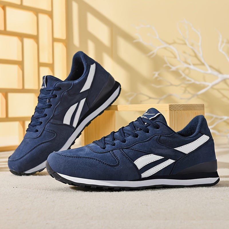 Men's low top sneakers with non-slip soles for outdoor activities like jogging and workouts, suitable for all seasons.