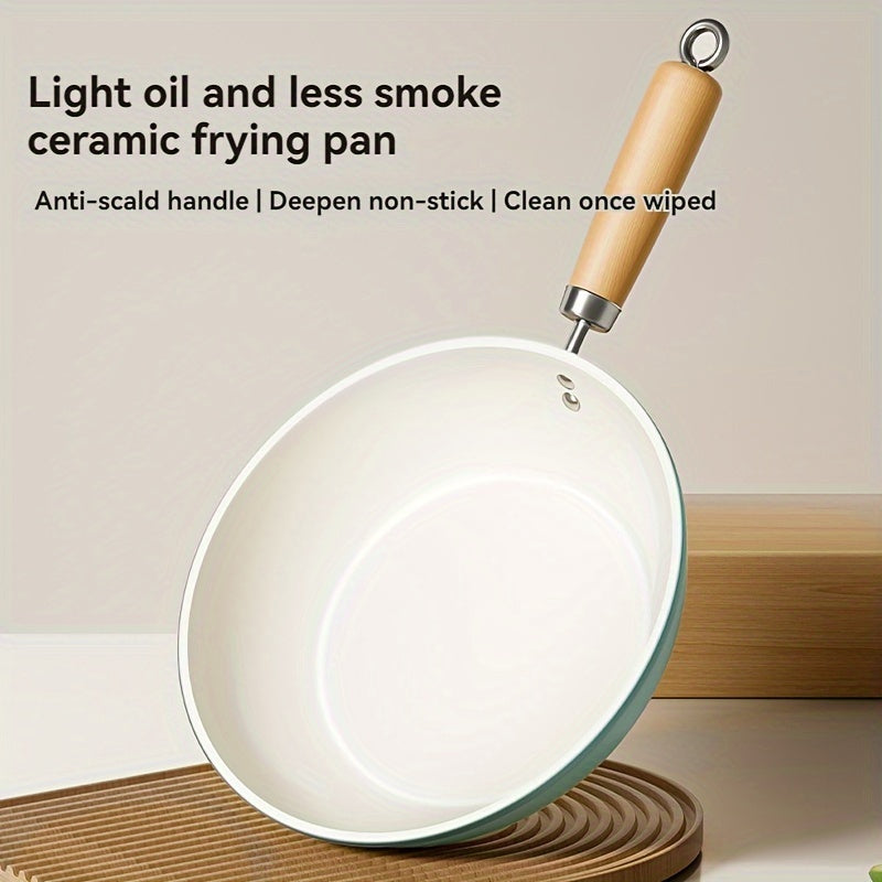 Non-Stick Ceramic Frying Pan Skillet with Cast Iron Handle, Hand Wash Only, Suitable for Use on Induction and Gas Stoves