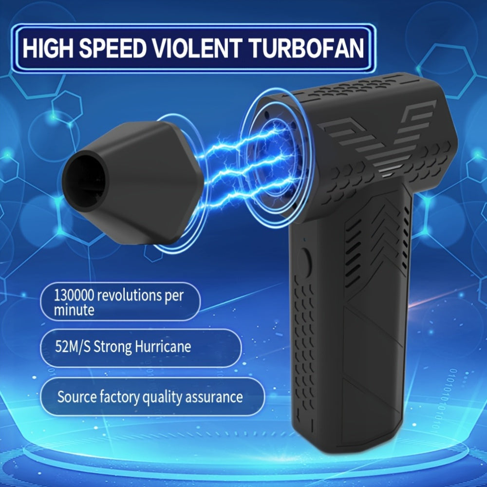 Portable High-Speed Mini Turbo Jet Fan with USB Rechargeable 7500mAh Lithium Battery, 130,000 RPM, ABS Material, Includes Vacuuming Kit, Multiple Nozzles & Cleaning Brushes, Suitable for Home, Office, Car Drying, Indoor & Outdoor Use, Great Gift for Tech