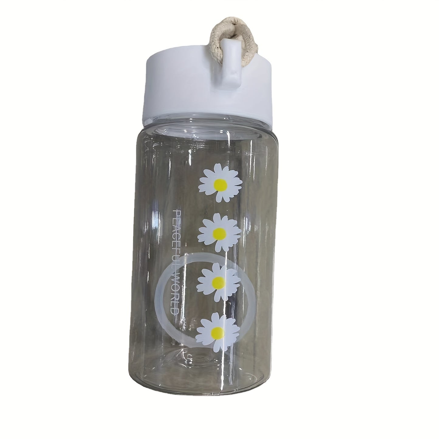 Daisy Flower Water Bottle - Cute Kawaii Plastic Cup, Portable, Great for Travel, Birthday Gift