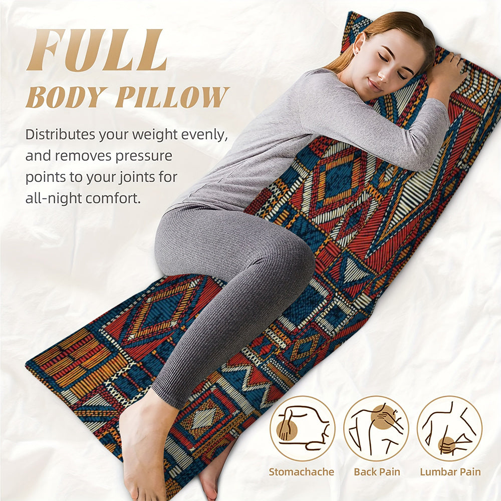 Get the ultimate comfort with our Patchwork Style Ultra-Soft Seamless Printed Polyester Body Pillow Cover. This cover measures 50.8x137.16 cm and features a dual-sided design for added versatility. The breathable material and zipper closure ensure a