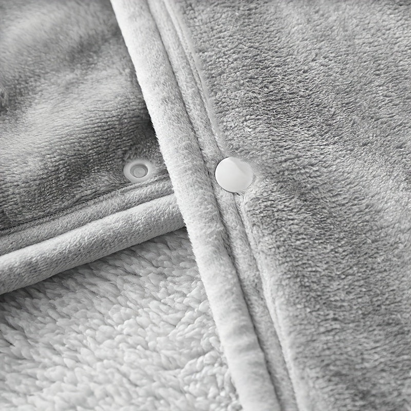 Luxurious Double-Layer Fleece and Sherpa Throw Blanket - Cozy Wearable Shawl for Fall and Winter | Soft and Plush Sofa Comfort | Machine Washable | Available in Navy, Light Grey, Dark Grey, and Pink | Size: 156cm, Perfect for Snuggling.