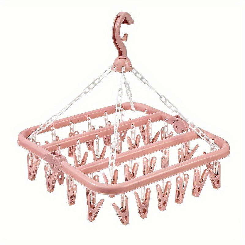 The Yunce 32 Clips Folding Drying Rack is perfect for organizing baby and toddler accessories. It can be hung in the wardrobe to keep things tidy and prevent them from getting blown away. This rack is also great for drying saliva towels. It makes a