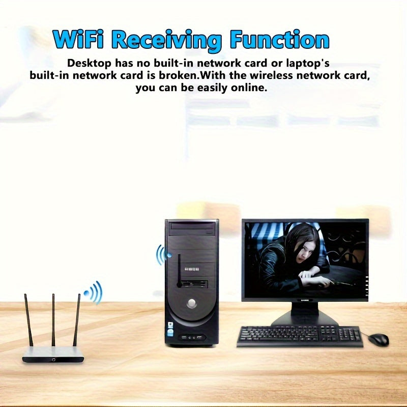 OurLife High-Gain 2.4G WiFi USB Network Adapter boosts internet reception for laptops and desktops with speeds up to 150Mbps. Compatible with Windows and supports WPA security. USB 3.0