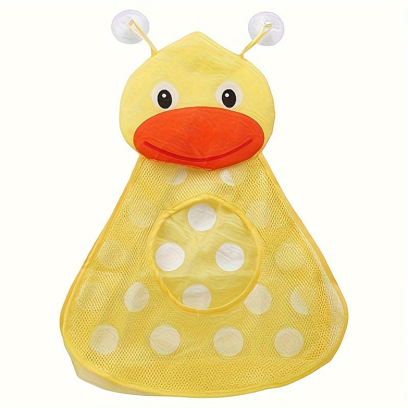 1pc Animal-Themed Bath Toy Organizer - Durable PVC Storage Bag with Suction Cups and Mesh Design, Ideal for Bath Toys and Playtime.