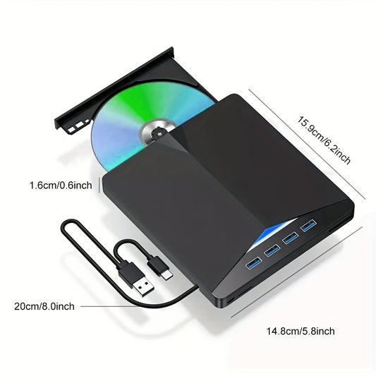 Portable USB 3.0 DVD Drive: Burn, Play & Compatible with Laptop/Desktop/PC/Mac OS