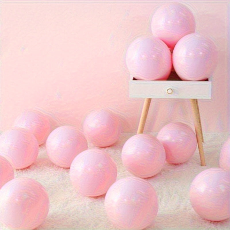 Set of 50 metallic pink and purple macaron balloons and confetti for various parties and celebrations.