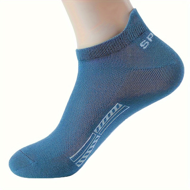 5 pairs of men's solid liner anklet socks for outdoor wear, comfortable and breathable