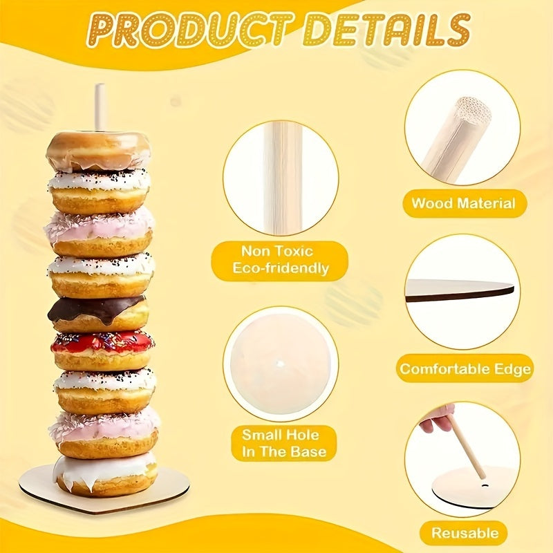 Wooden Donut Holder - Perfect for Wedding, Birthday Parties, and More! Display Stand for Table and Desktop Decoration - Detachable Design, 1 Piece