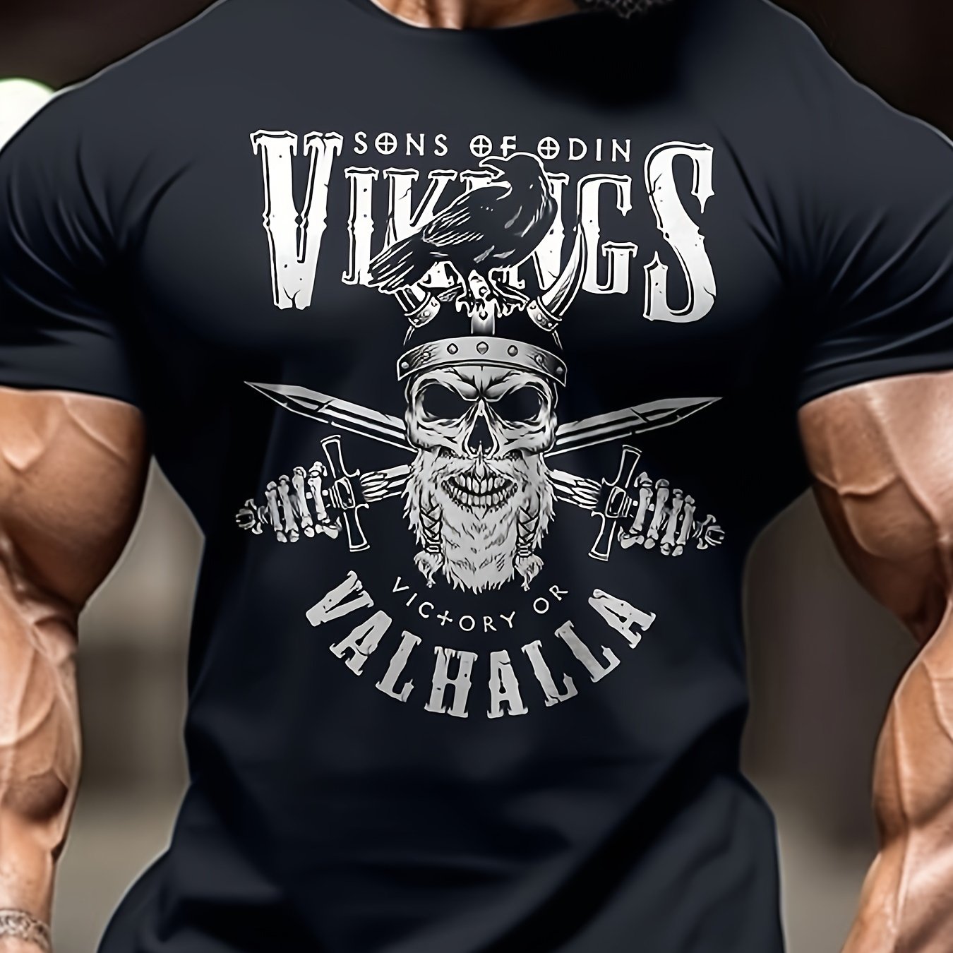 Summer graphic print t-shirt for plus size men featuring skulls, trendy casual design.