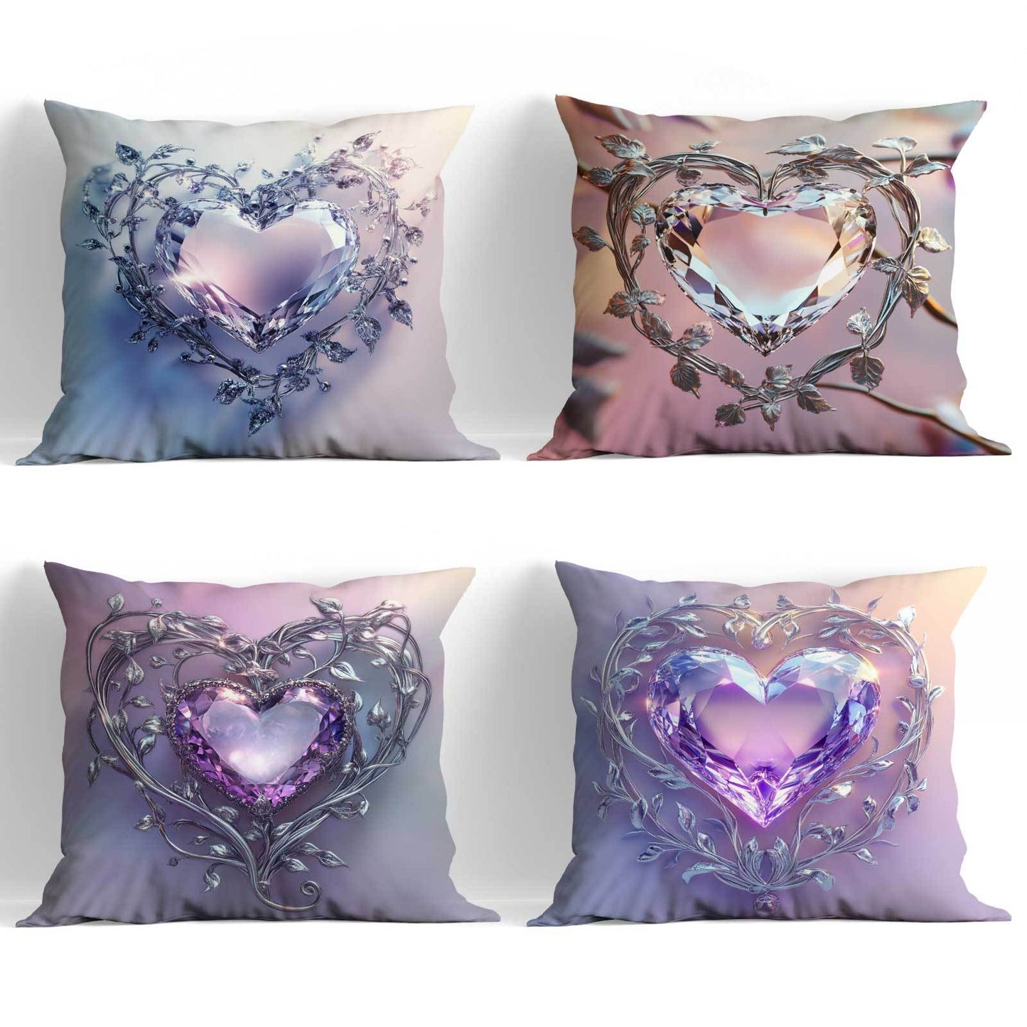 Four-piece set of Ice Crystal Love Four-leaf Clover pillowcases, coreless and comfortable. Perfect for use in the office, bedroom, balcony, car, sofa, or courtyard.