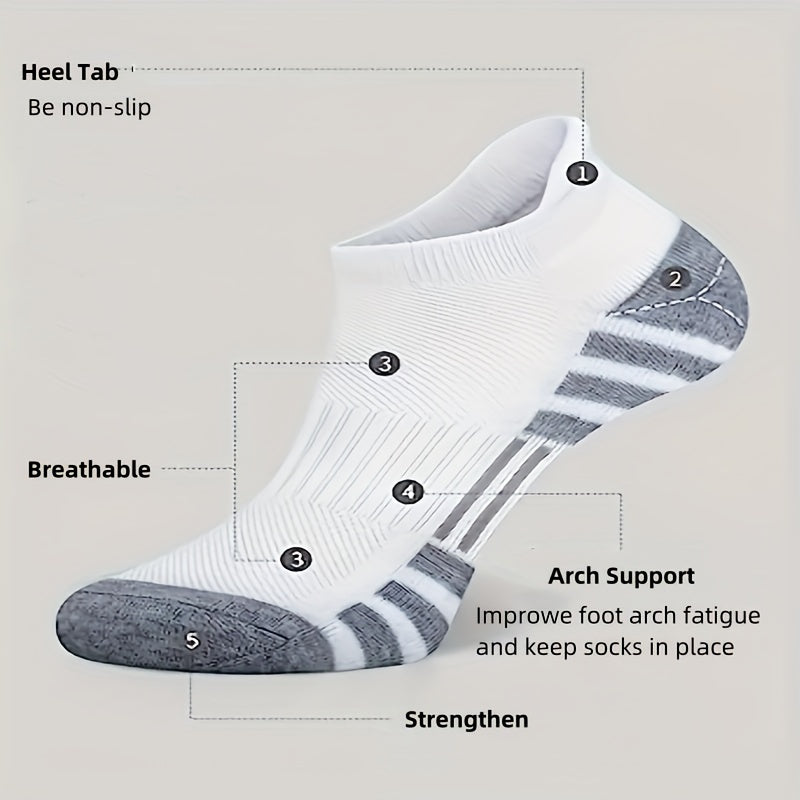 12 Pairs of Comfortable Cushioned Running Socks - Lightweight, Moisture-Wicking, Breathable, Non-Slip Tab - Ideal for Everyday Athletics for Men and Women.