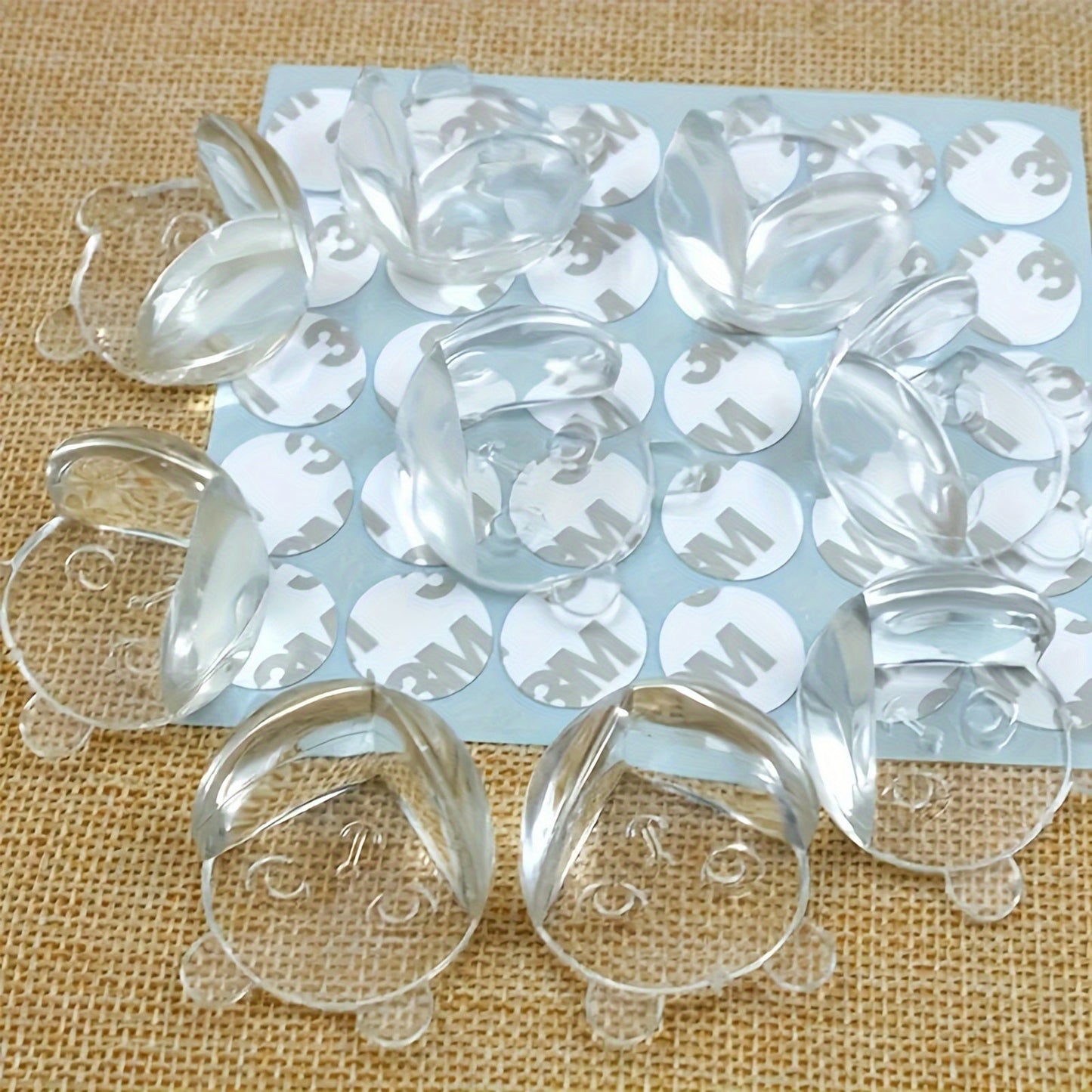 12 to 20 pieces of Anti-collision Corner Protectors featuring Safety Bear Head design, made with Thickened Transparent material to cover table corners.