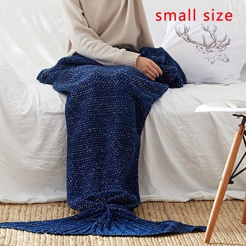 Get yourself a 1 piece Mermaid Tail Blanket, a cozy crochet blanket perfect for all seasons. This soft and comfy blanket is ideal for women and can be used for lounging on the sofa or sleeping. It also makes a cool birthday, wedding, or Mother's Day gift.