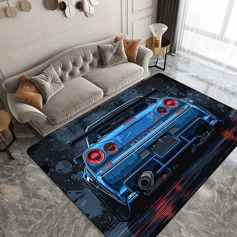 Stylish Sports Car Design Doormat, Made with 8mm Thick Soft Polyester Material, Easy to Clean in the Washing Machine, Rectangular Indoor Rug Perfect for Living Room, Bedroom, Kitchen, Entryway - Features Non-Slip Backing for Safety and a Decorative Touch