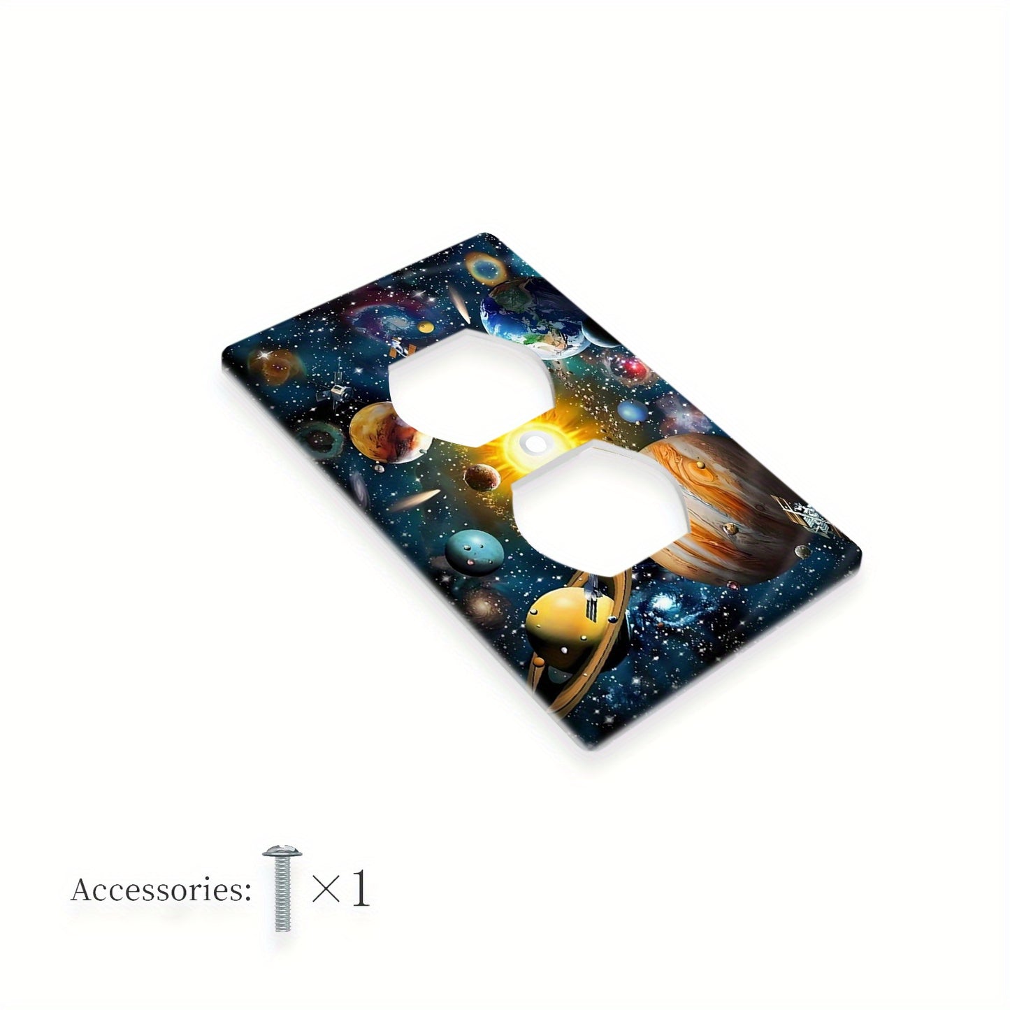 3D Cosmic Planets Wall Plate Cover for 1-Gang/2-Gang switches, Space Themed Decor for Home - No battery needed