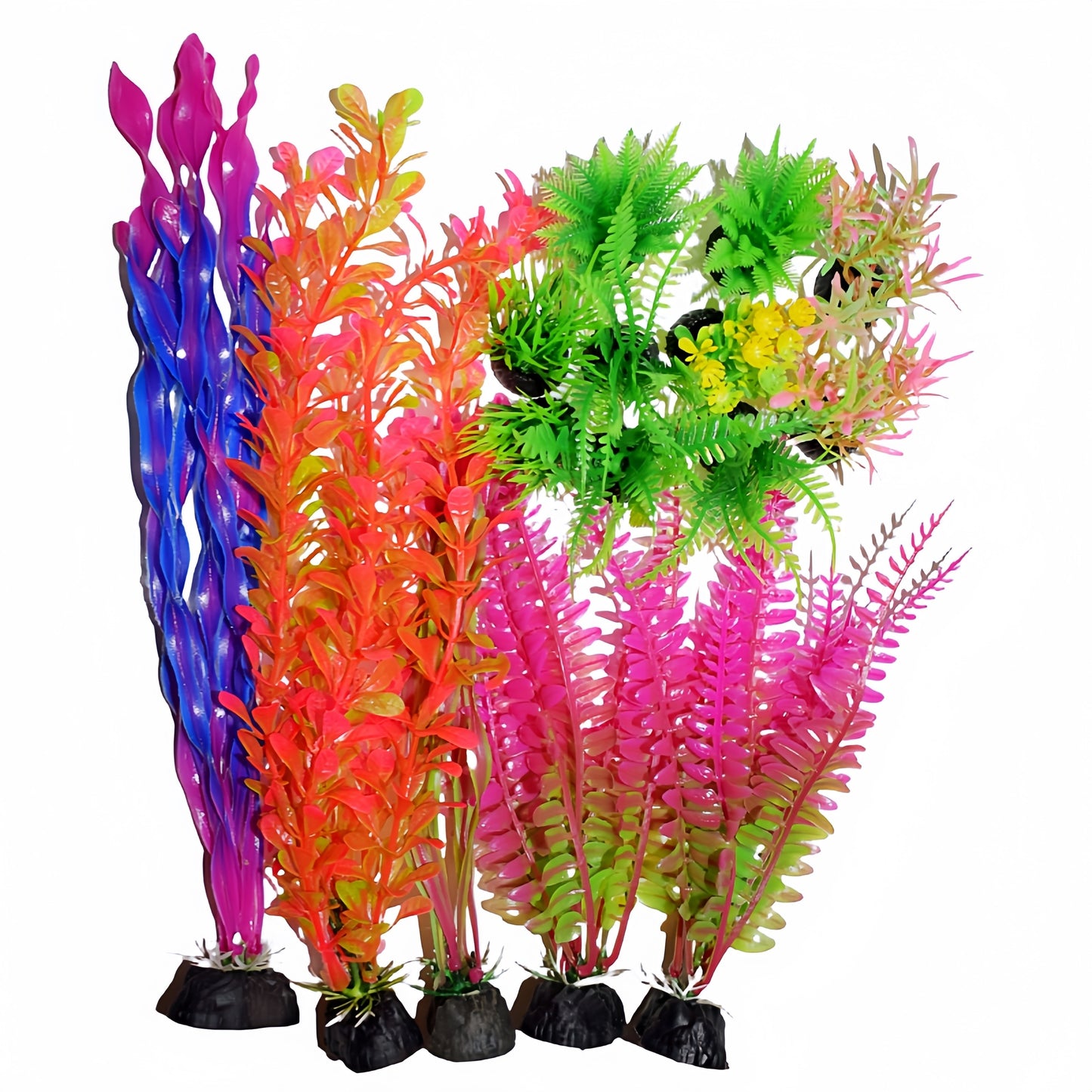 15-piece set of artificial aquatic plants made from safe and non-toxic PE material for aquariums, office fish tanks, and household aquatic decoration.