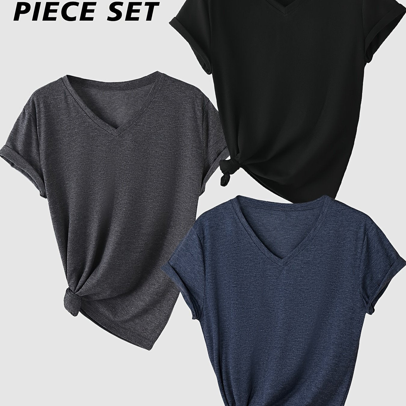 Short-Sleeve V-Neck Set