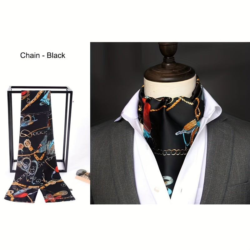 Stylish Men's Scarves: British Vintage Suit Shirt Twill Scarf with Printed Double-layer for Business - Unisex Wraps