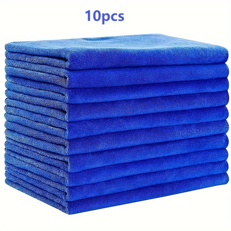 10-piece towel set made of super soft, super absorbent polyester fiber, suitable for various uses including bathroom, gym, hotel, spa, barber shop, beauty salon, and commercial cleaning.