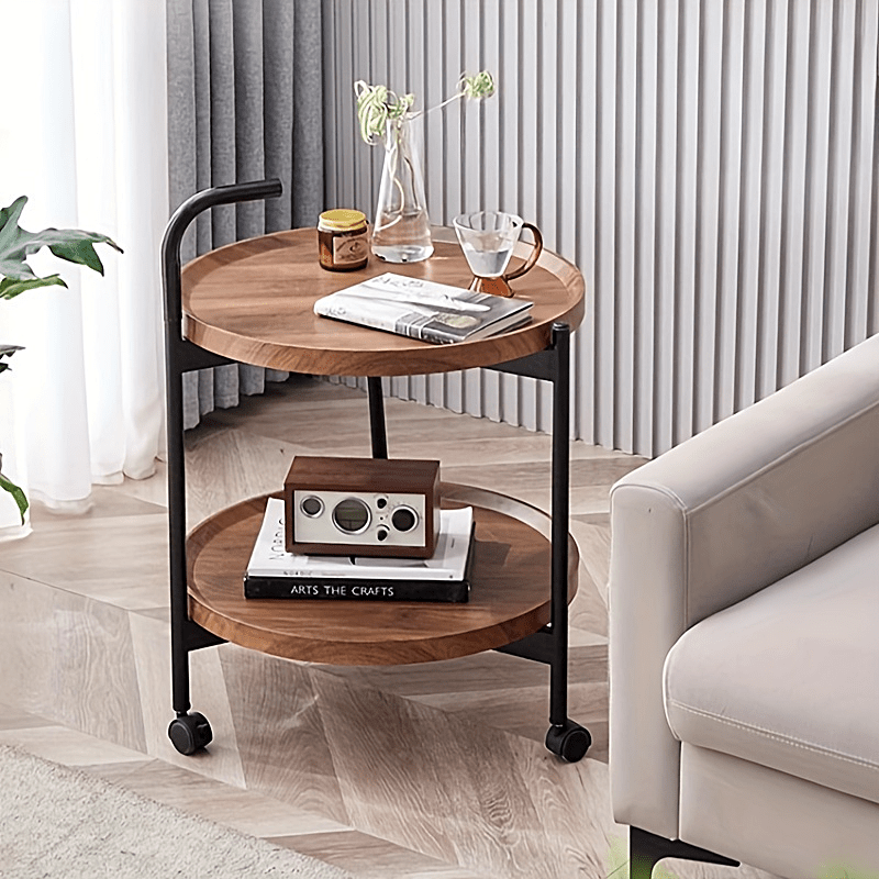 Stylish Nordic mobile coffee table suitable for multiple spaces like living rooms, bedrooms, or small apartments. Made of durable cast iron.