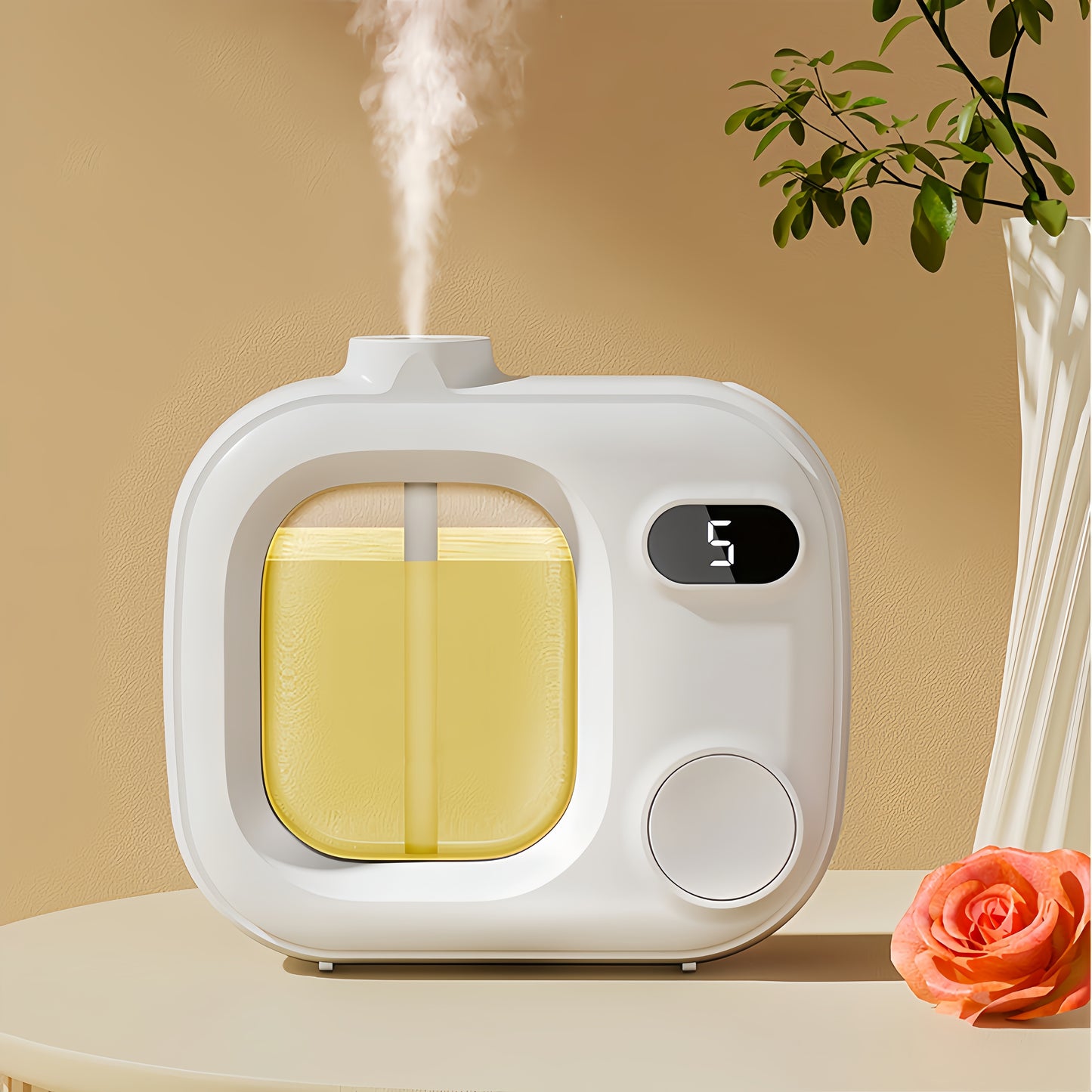 USB rechargeable 5-speed room humidifier with digital display, lithium battery, and fragrance dispenser - perfect for home, office, and bedroom. Great for holidays.