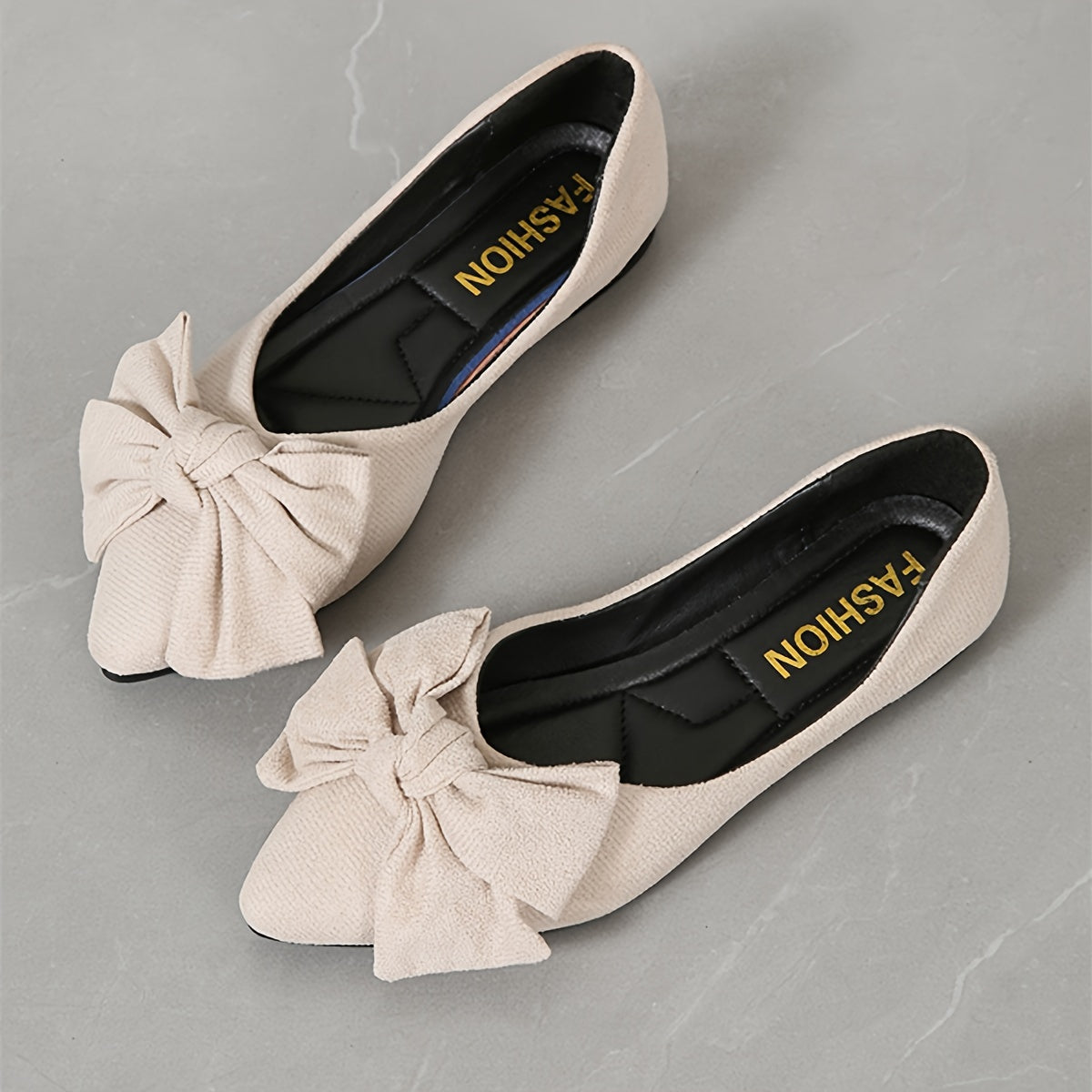 Women's Bowknot Decor Flat Slip-On Shoes, Lightweight and Comfortable.