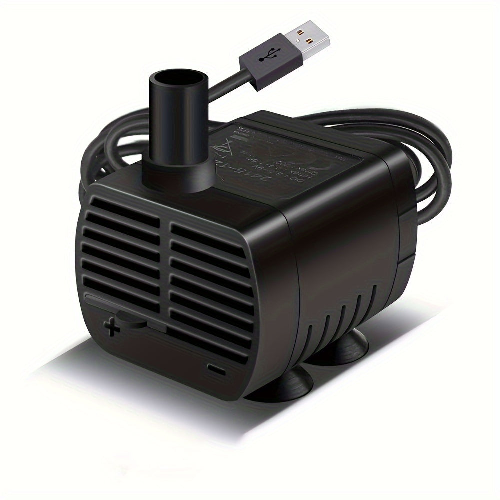 1pc AquaFlow USB Mini Water Pump, 53GPH/200L/H, low noise, submersible pump for aquariums, fountains, and filtration systems. Operates at ≤36V with power mode USB, no battery needed. Ideal