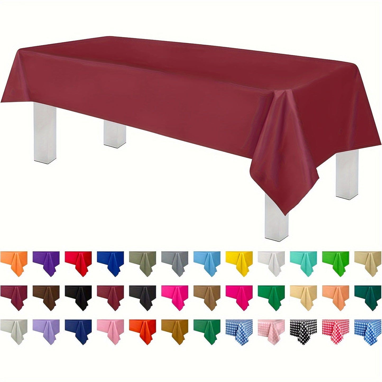 Essential for weddings and parties, this rectangular disposable plastic tablecloth is made of durable PEVA material. Measuring 137.16x274.32cm, it is waterproof and suitable for a variety of occasions, including birthdays, celebrations, and even bathroom