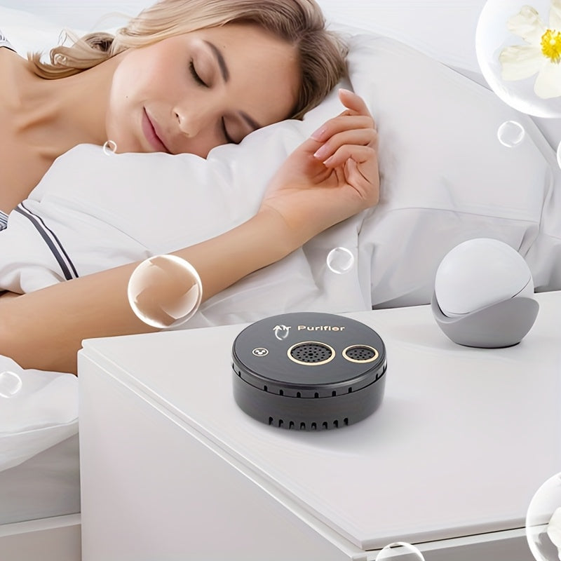 Compact 3-in-1 USB air purifier for various spaces, operates up to 36V without battery.