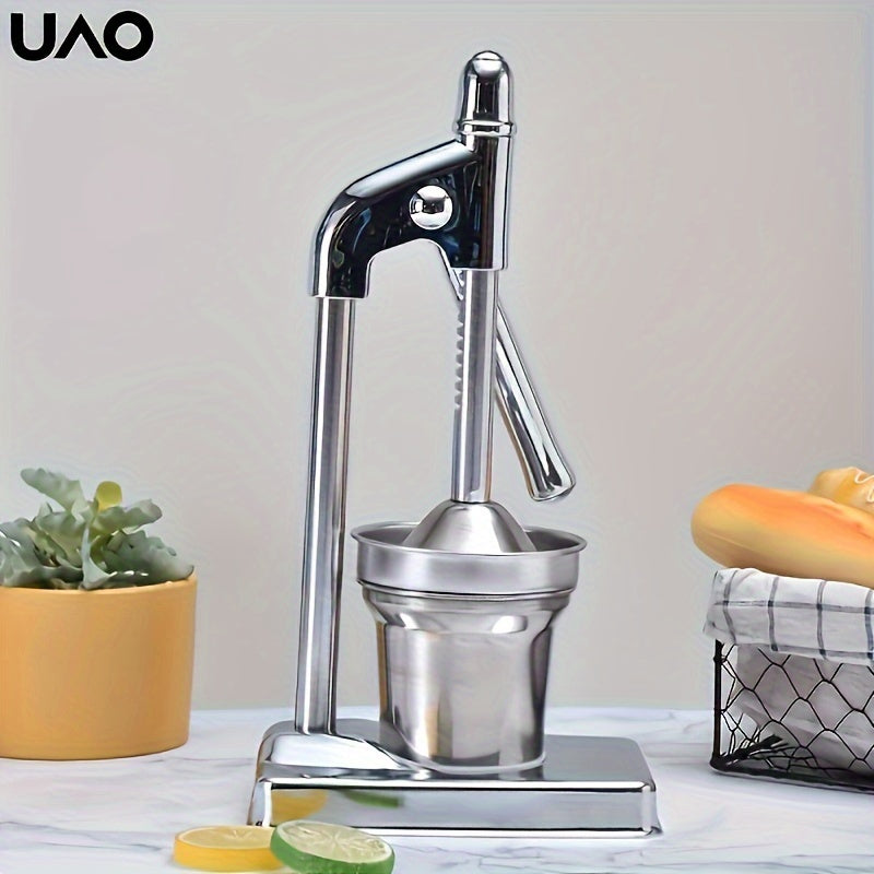 Multifunctional Commercial Juicer - Stainless Steel Manual Hand Press for Lemon, Orange, and Pomegranate Juice. Ideal for Home or Commercial Use. Double Die Flat Press with Long Handle Crank. Small and Efficient Juice Machine.