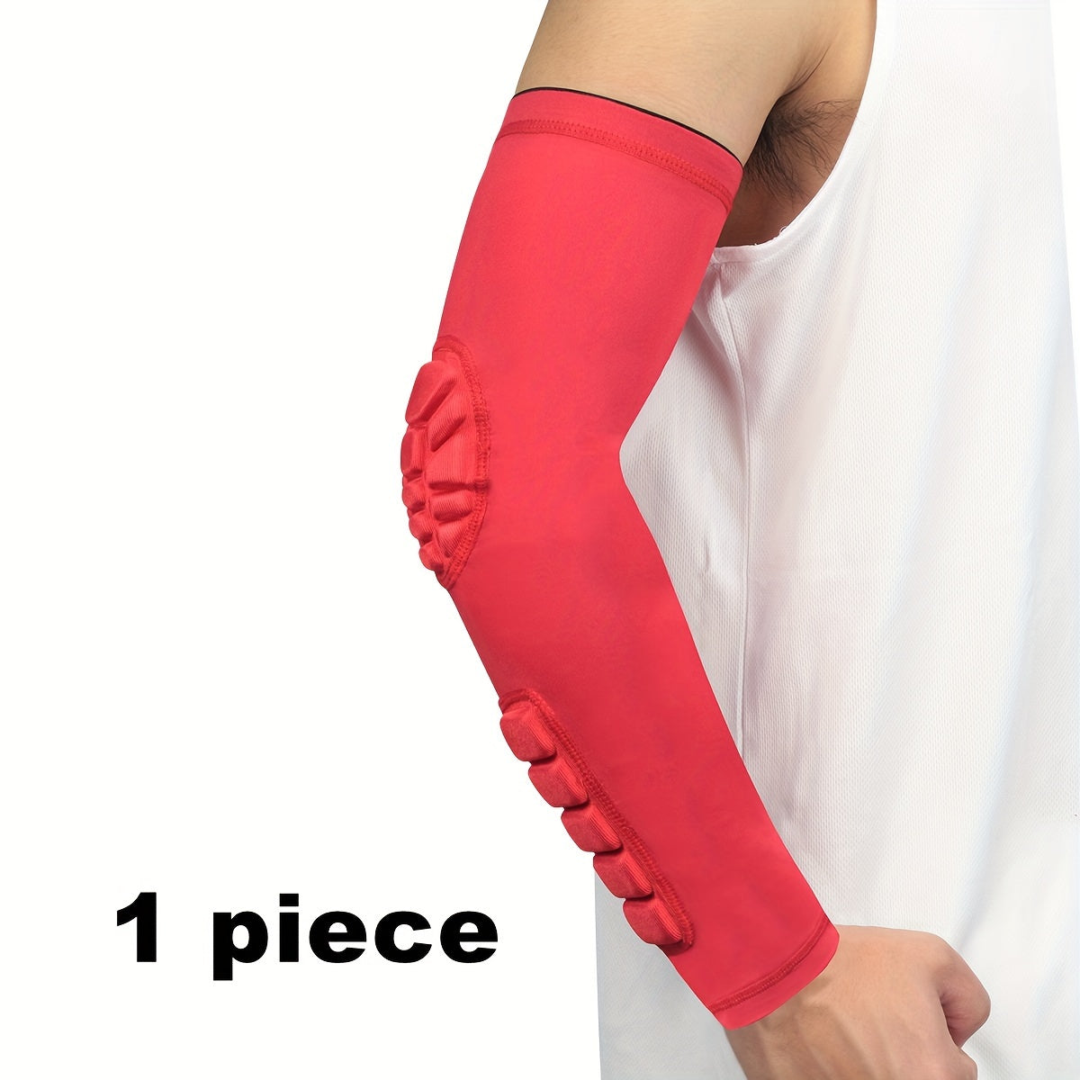 Sports arm guard with detachable honeycomb pad, anti-slip strip. Suitable for multiple sports.