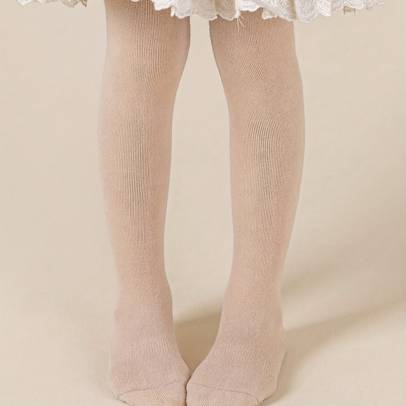 3 pairs of girl's solid knitted pantyhose for spring and autumn fashion.