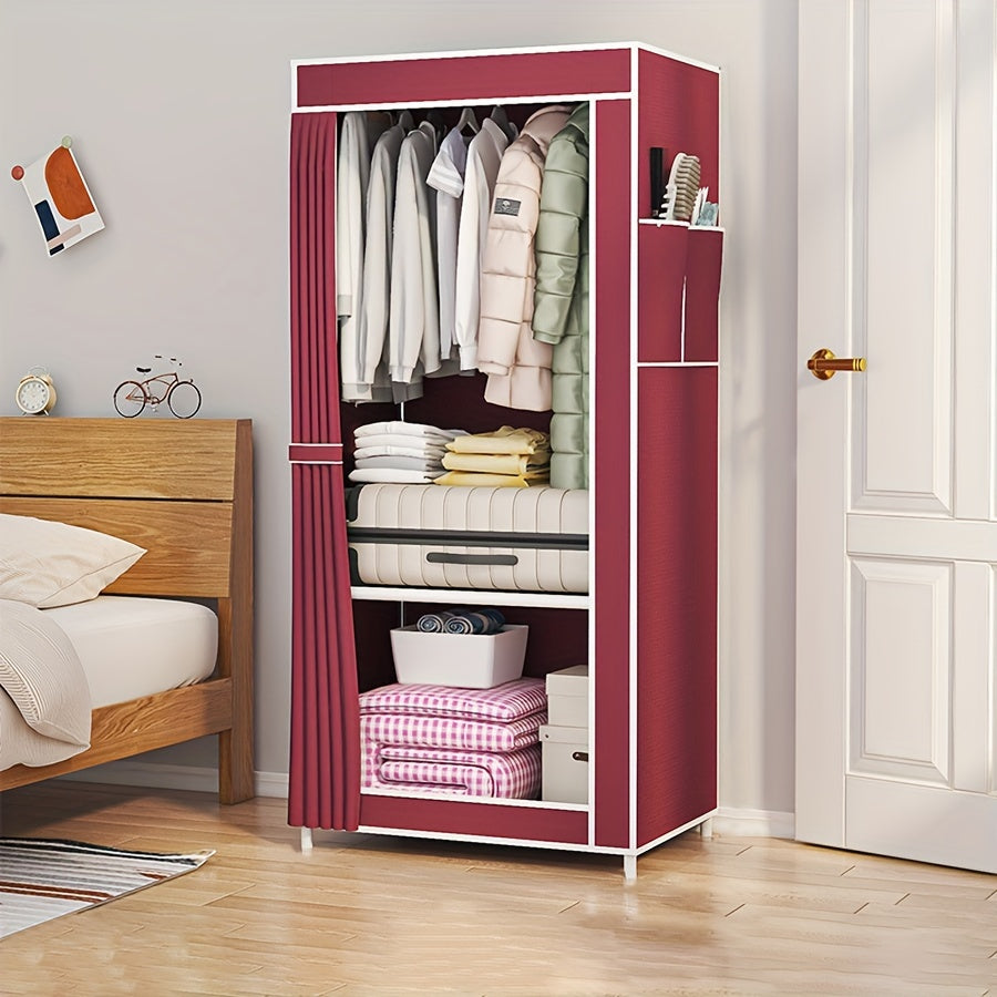 Durable Metal Freestanding Wardrobe made of Sturdy Stainless Steel - Spacious 3.2 Cubic Feet Storage Cabinet, Simple Assembly, Long-lasting Construction, Closet Organization, Portable Closet Option