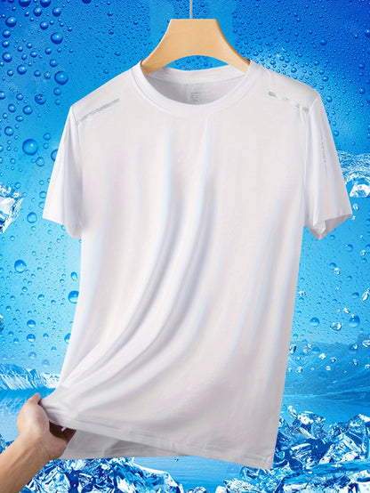 5 Men's Quick-Dry Athletic T-Shirts made of breathable polyester & elastane blend, perfect for summer workouts & casual wear.