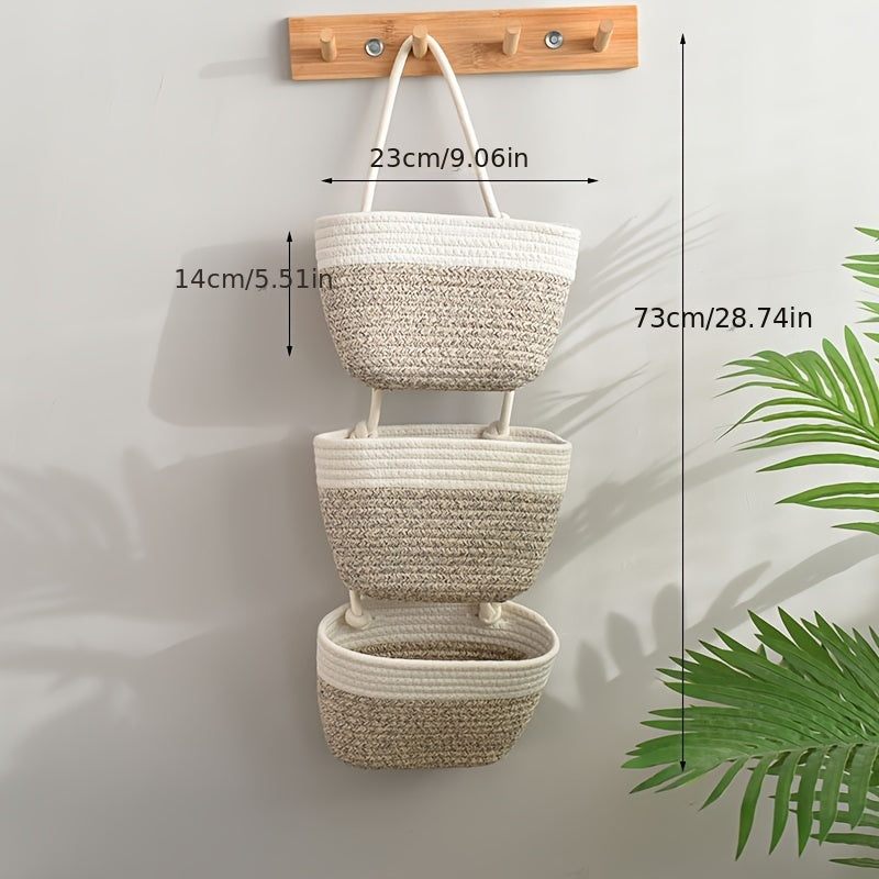 Foldable 3-Layer Wall Hanging Storage Basket for Cosmetics, Toiletries, Underwear, Socks, and More