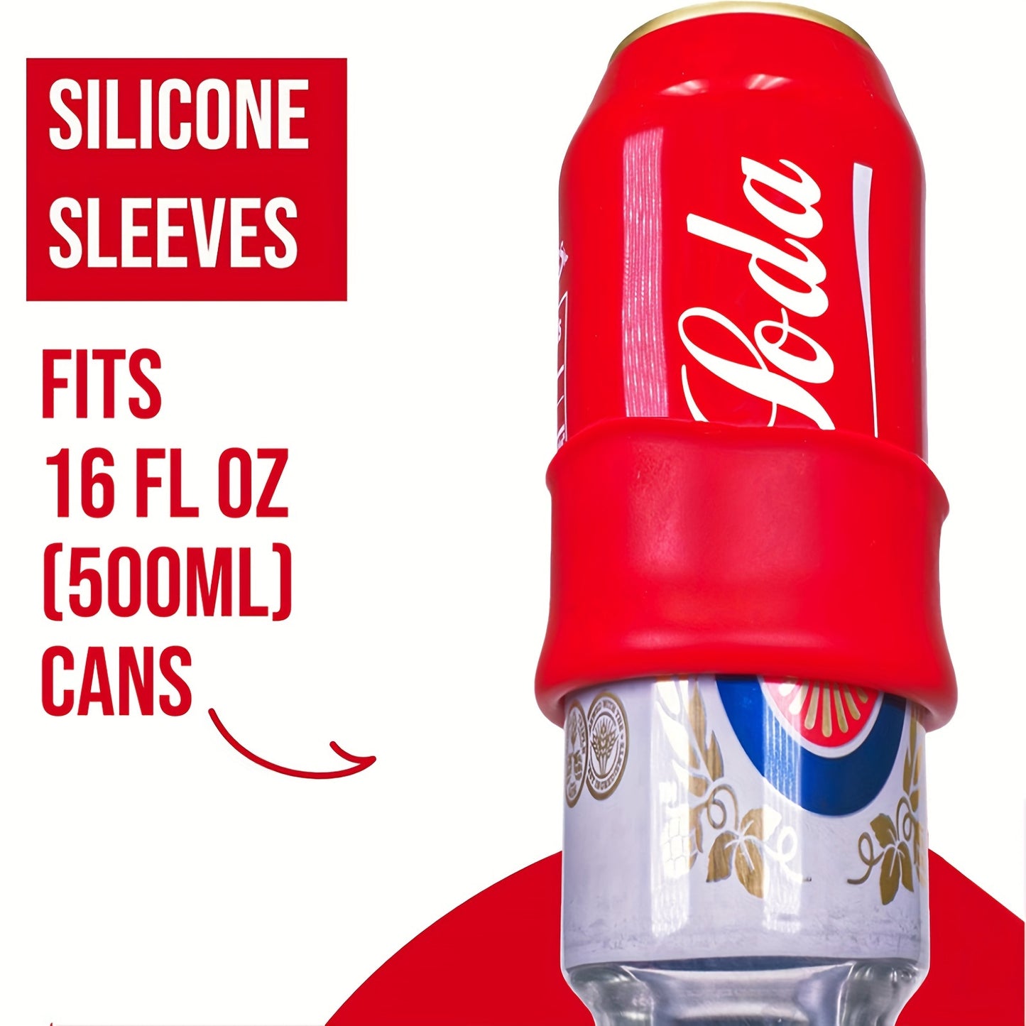 LOVE SODA Silicone Cover disguises beer cans as soda cans for 12/16fl.oz (355ml/500ml) sizes. Available in 1pc and 3pcs sets.