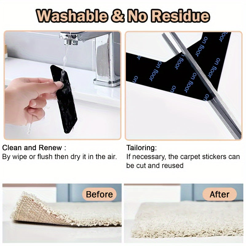 Essential Home Decor Item: Non-Slip Carpet Gripper Tape - Anti-Curl, Removable Adhesive for Kitchen, Living Room, Bathroom