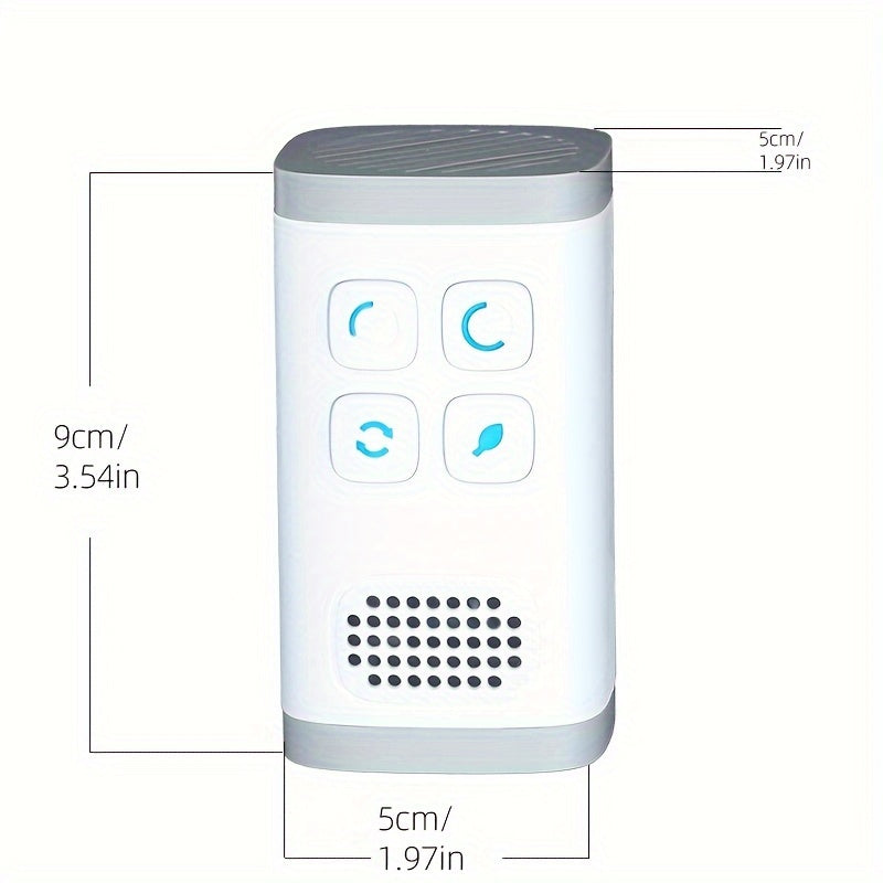 Mini Air Purifier with automatic timer function for energy-saving. Ideal for use in toilet, bathroom, kitchen, home, office, car, and foyer.