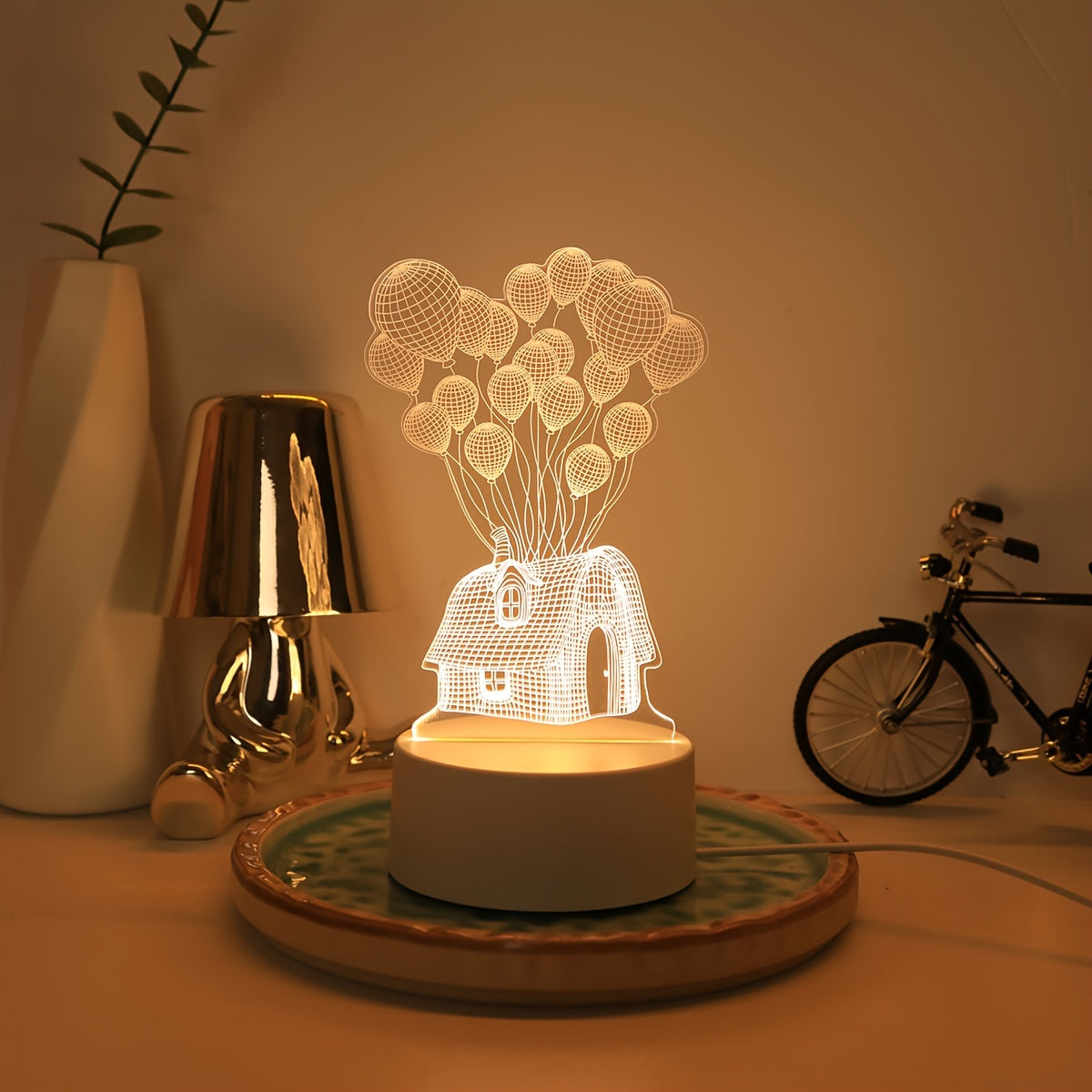 3D Balloon LED Night Light with Switch Control, USB Powered, Perfect for Christmas Gift.