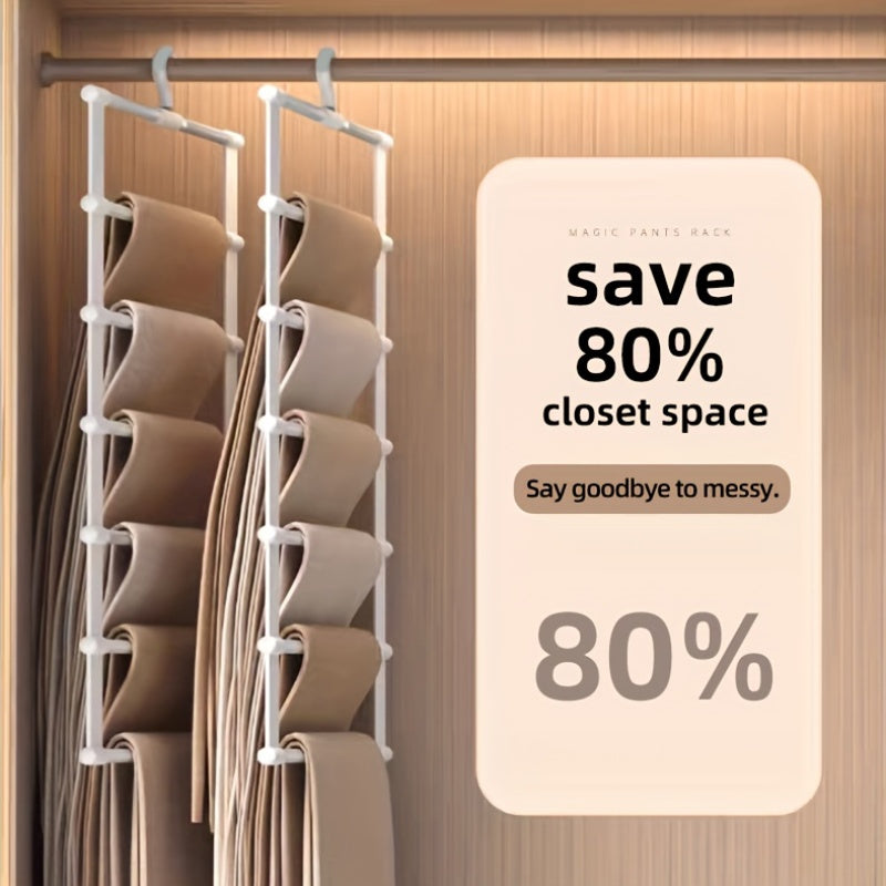 Durable Multi-Tiered Aluminum Pants Hangers by Joybos with Polished Finish - Space-Saving 7-Tier Closet Organizer for Trousers, Non-Slip and Multifunctional Storage Saver