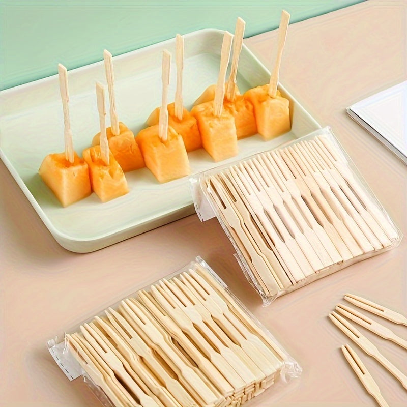 Set of 80 Pairs of Disposable Bamboo Cutlery - Eco-Friendly Forks for Various Celebrations: Weddings, Birthdays, Housewarmings, Bachelor Parties, Father's & Mother's Day, July 4th, and Cinco de Mayo.