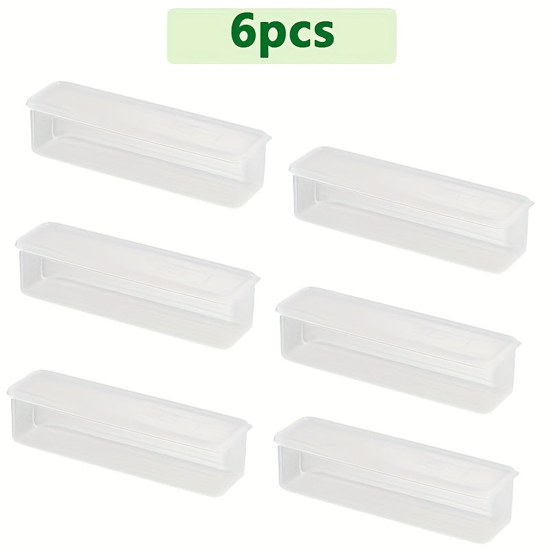 Set of 6 Fresh-Keeping Herb Storage Containers for Cilantro and Green Onions. Made from reusable polypropylene and safe for food contact. Ideal for storing eggs, pasta, and noodles. These stackable containers can be sealed and organized in the